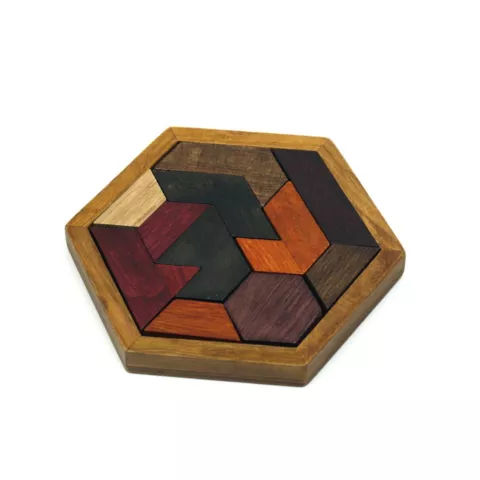 Puzzle Hexagone en Bois - Puzzle de r&eacute;flexion - Jeu difficile et sympa comme cadeau