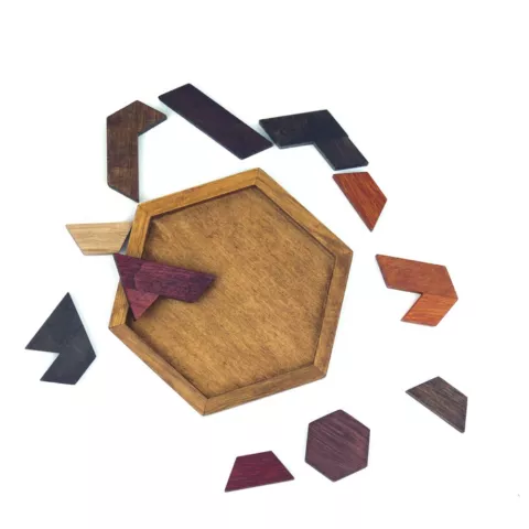 Puzzle Hexagone en Bois - Puzzle de r&eacute;flexion - Jeu difficile et sympa comme cadeau