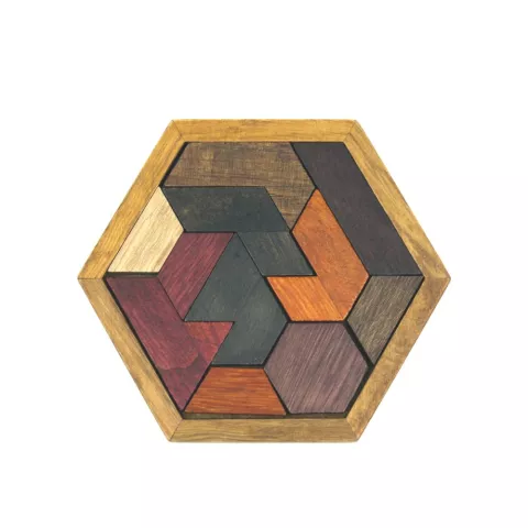 Puzzle Hexagone en Bois - Puzzle de r&eacute;flexion - Jeu difficile et sympa comme cadeau