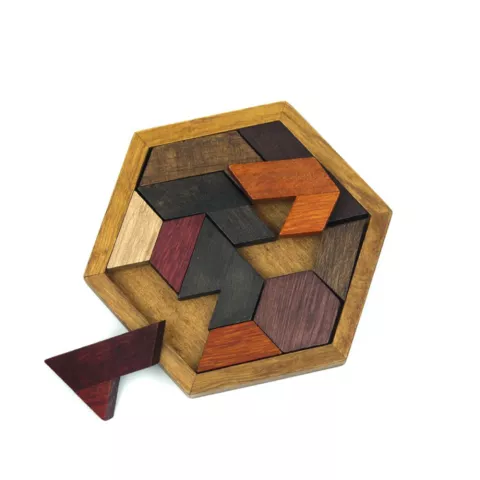 Puzzle Hexagone en Bois - Puzzle de r&eacute;flexion - Jeu difficile et sympa comme cadeau