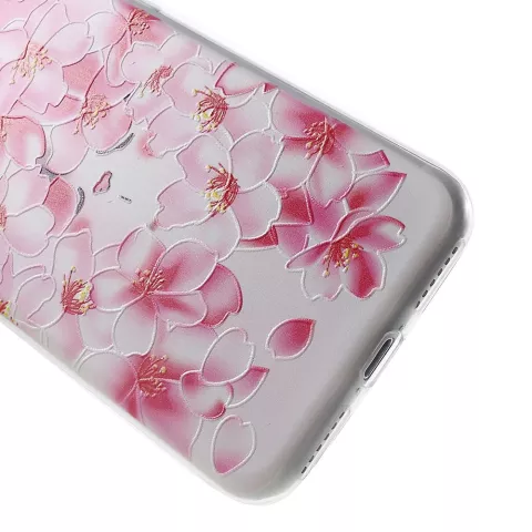 Coque iPhone 7 8 SE 2020 SE 2022 en TPU Peach Flower - Rose Blanc