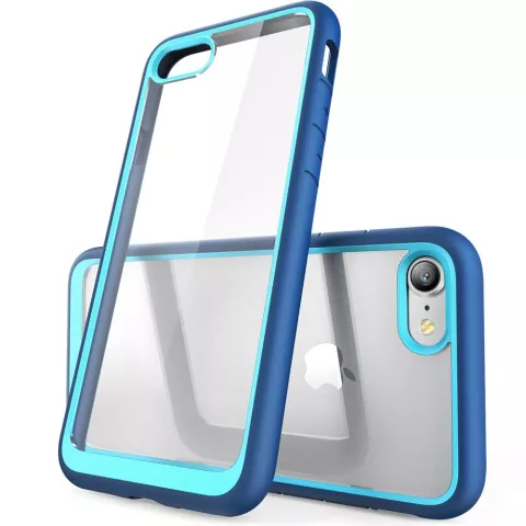 Coque TPU hybride transparente pour iPhone 7 8 SE 2020 SE 2022 - Bleu