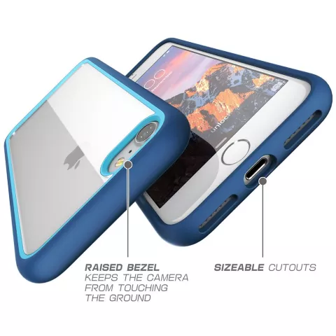 Transparent Convient compatible avec iPhone 7 8 SE 2020 SE 2022 Hybride Absorbant Les Chocs R&eacute;sistant Aux Rayures - Bleu