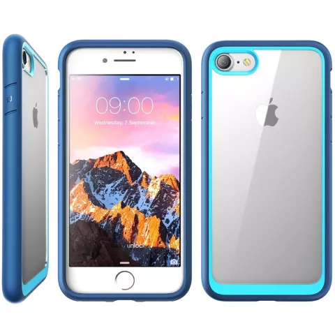 Transparent Convient compatible avec iPhone 7 8 SE 2020 SE 2022 Hybride Absorbant Les Chocs R&eacute;sistant Aux Rayures - Bleu