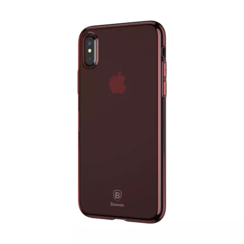 Coque iPhone X XS Baseus Simple Series transparente - Rouge Transparent