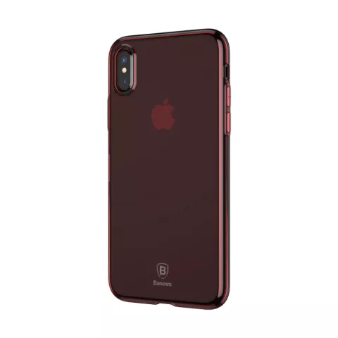 Baseus Simple Series transparent la coque compatible avec iPhone X XS - Rouge Transparent
