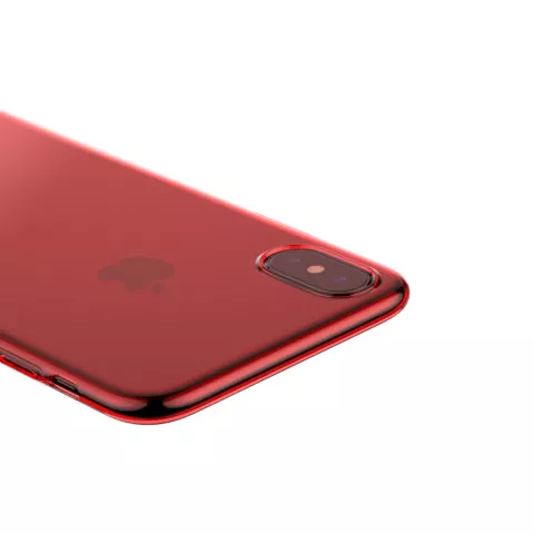 Baseus Simple Series transparent la coque compatible avec iPhone X XS - Rouge Transparent