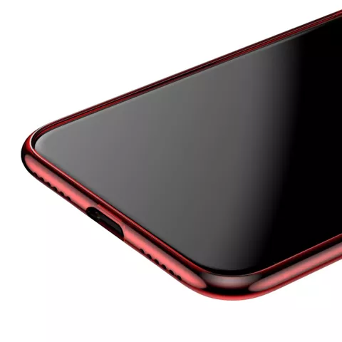 Baseus Simple Series transparent la coque compatible avec iPhone X XS - Rouge Transparent