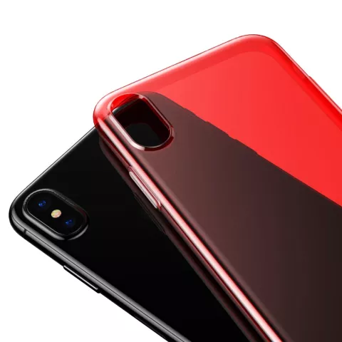 Baseus Simple Series transparent la coque compatible avec iPhone X XS - Rouge Transparent