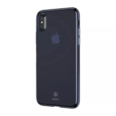 Coque iPhone X XS Baseus Simple Series transparente - Bleu