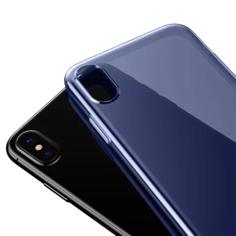 Coque iPhone X XS Baseus Simple Series transparente - Bleu