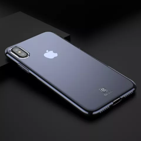 Baseus Simple Series transparent la coque compatible avec iPhone X XS - Bleu