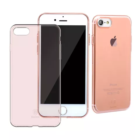 Coque Baseus Simple Series transparente compatible avec iPhone 7 8 SE 2020 SE 2022 - Rose Clair