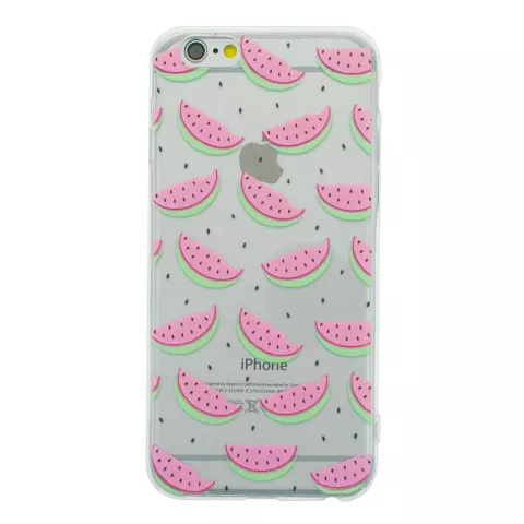 Coque past&egrave;que compatible avec iPhone 6 6s TPU Housse transparente Melon Fruit - Transparent