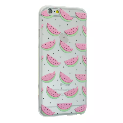 Coque past&egrave;que transparente compatible avec iPhone 6 Plus 6s Plus TPU silicone Fruit couverture transparente melon