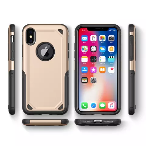 Coque iPhone X XS antichoc Pro Armor - Housse de protection Or - Protection suppl&eacute;mentaire