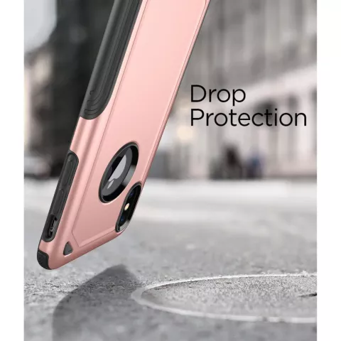 Coque Antichoc Pro Armor compatible avec iPhone X XS - Coque de protection Or Rose - Protection suppl&eacute;mentaire