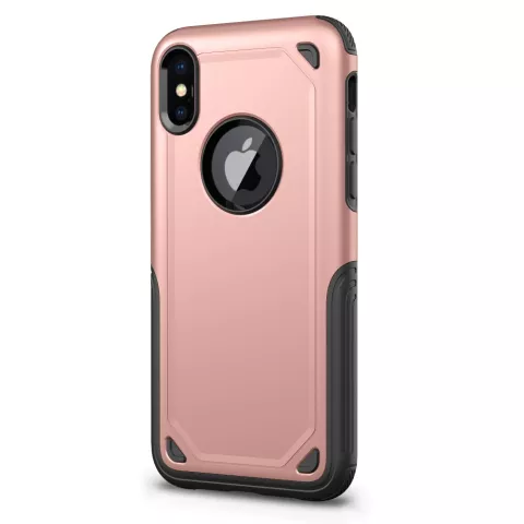 Coque iPhone X XS antichoc Pro Armor - Housse de protection en or rose - Protection suppl&eacute;mentaire