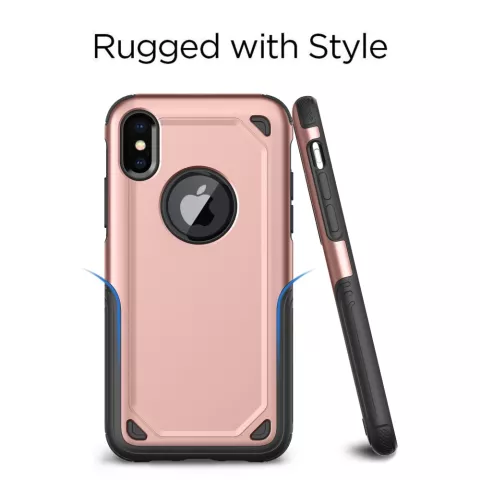 Coque iPhone X XS antichoc Pro Armor - Housse de protection en or rose - Protection suppl&eacute;mentaire