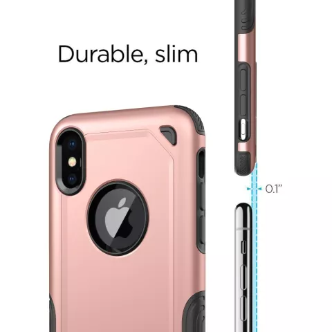 Coque iPhone X XS antichoc Pro Armor - Housse de protection en or rose - Protection suppl&eacute;mentaire