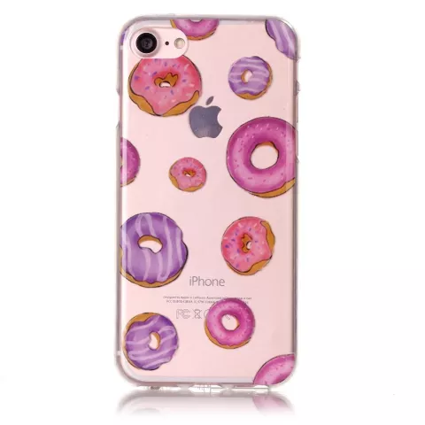 Coque transparente donuts compatible avec iPhone 7 8 SE 2020 SE 2022 - Violet Rose Transparent