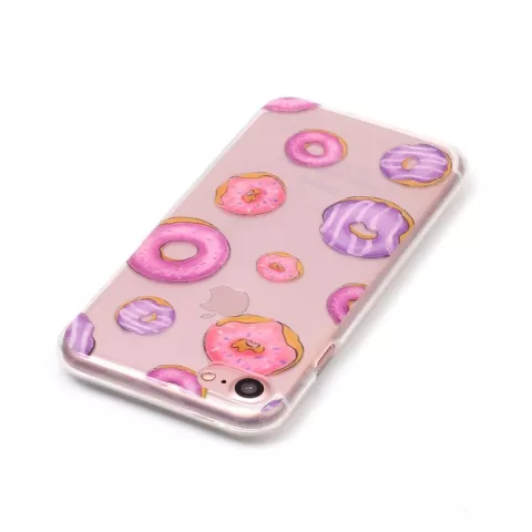 Coque transparente donuts compatible avec iPhone 7 8 SE 2020 SE 2022 - Violet Rose Transparent