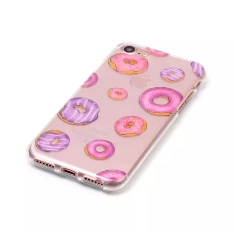 Coque transparente donuts compatible avec iPhone 7 8 SE 2020 SE 2022 - Violet Rose Transparent