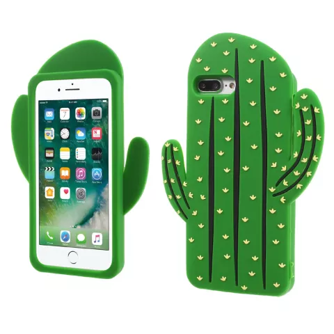 Coque en silicone cactus la coque compatible avec iPhone 7 Plus 8 Plus - Vert