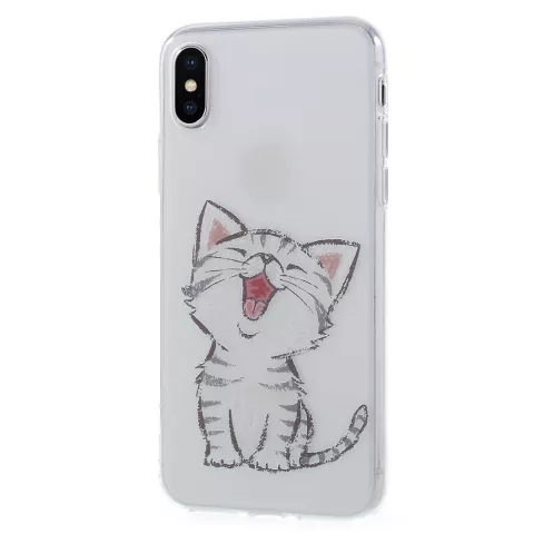 Coque transparente chat la coque compatible avec iPhone X XS - Blanc Gris Transparent