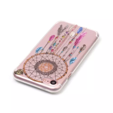 Coque transparente en TPU attrape-r&ecirc;ves compatible avec iPhone 7 8 SE 2020 SE 2022 Plumes - Transparent