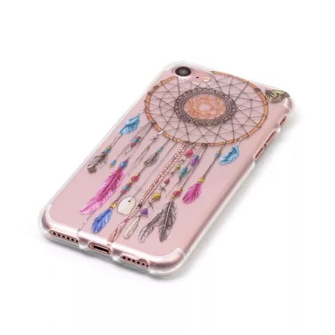 Coque transparente en TPU attrape-r&ecirc;ves compatible avec iPhone 7 8 SE 2020 SE 2022 Plumes - Transparent