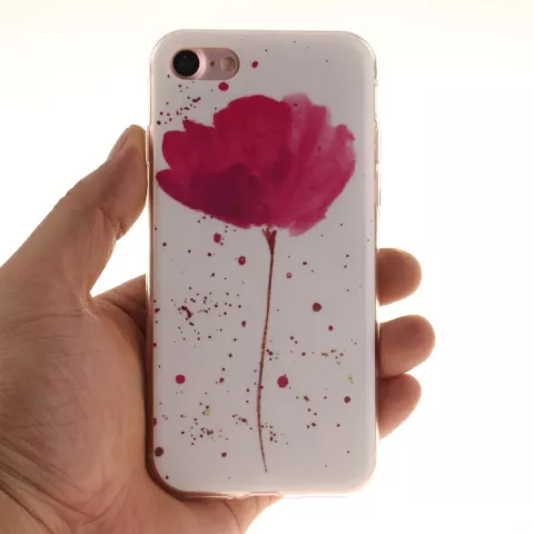 Coque Poppy TPU compatible avec iPhone 7 8 SE 2020 SE 2022 - Blanc Rose