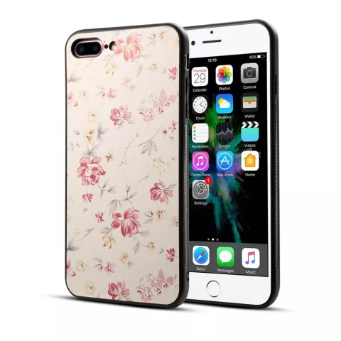 Coque florale classique compatible avec iPhone 7 Plus 8 Plus - Rose pastel