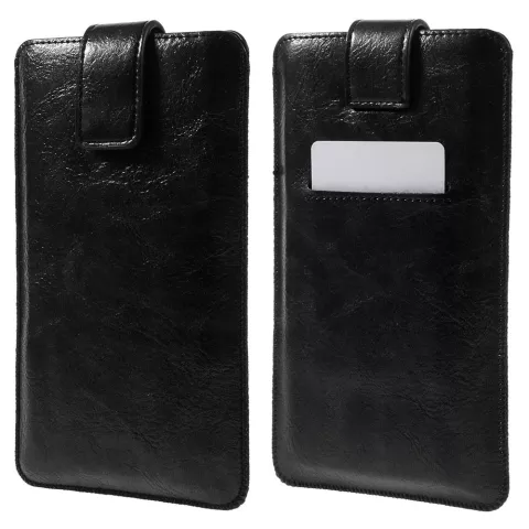 &Eacute;tui universel en cuir noir compatible avec iPhone - Max. 6,7 pouces