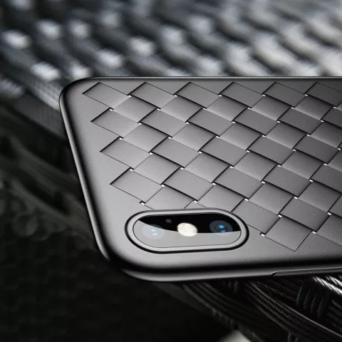 Baseus Weaving Case Coque en TPU tiss&eacute;e compatible avec iPhone X XS - Noir