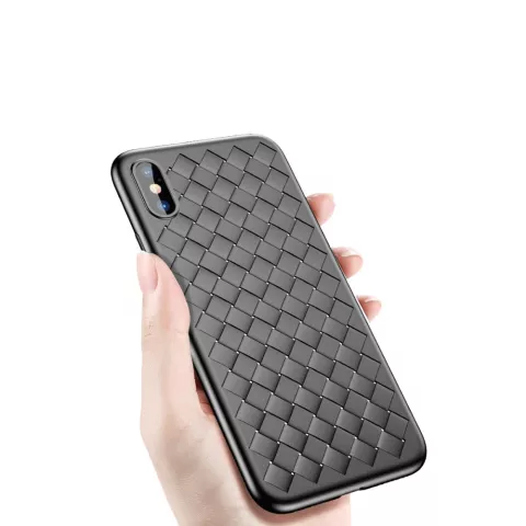 Baseus Weaving Case Coque en TPU tiss&eacute;e compatible avec iPhone X XS - Noir