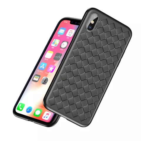 Baseus Weaving Case Coque en TPU tiss&eacute;e compatible avec iPhone X XS - Noir