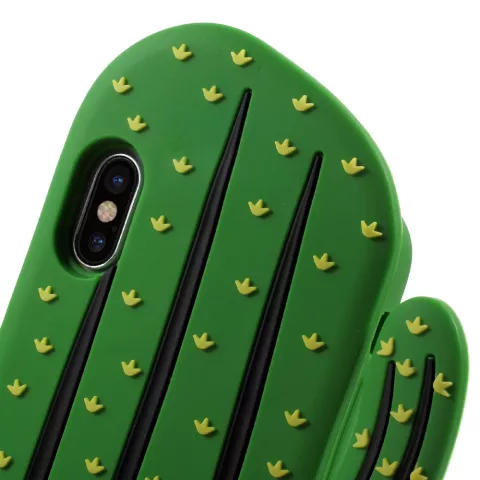 Coque iPhone X XS en silicone 3D cactus - Vert