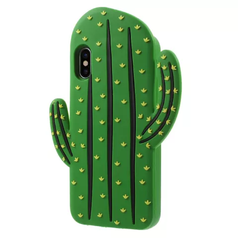 Coque iPhone X XS en silicone 3D cactus - Vert