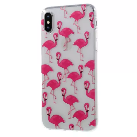 Coque en TPU Flamants roses la coque compatible avec iPhone X XS - Transparente