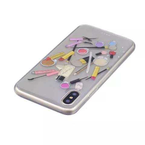 Coque de maquillage en TPU compatible avec iPhone X XS - Transparente