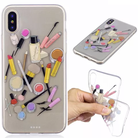 Coque de maquillage en TPU compatible avec iPhone X XS - Transparente