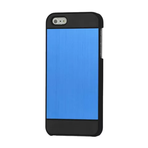 Coque en aluminium compatible avec iPhone 5 5s SE 2016, coque rigide - Bleu