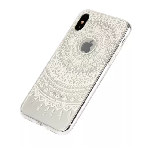 Mandala Transparent &eacute;tui rigide hybride en TPU compatible avec iPhone X XS - Blanc
