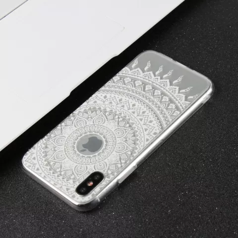 Mandala Transparent &eacute;tui rigide hybride en TPU compatible avec iPhone X XS - Blanc
