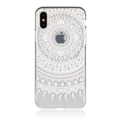 Mandala Transparent &eacute;tui rigide hybride en TPU compatible avec iPhone X XS - Blanc