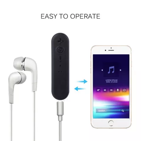 Clip r&eacute;cepteur sans fil AUX musique mains libres - R&eacute;cepteur sans fil noir - Bluetooth 4.1