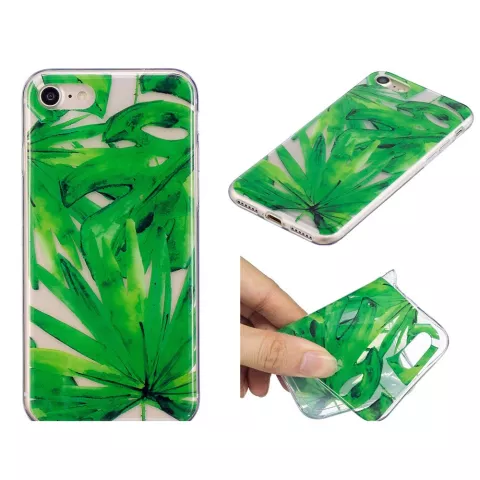 Coque TPU Feuilles Tropicales compatible avec iPhone 7 8 SE 2020 SE 2022 - Vert Transparent