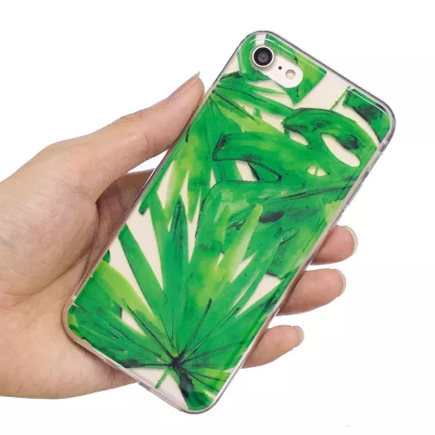 Coque TPU Feuilles Tropicales compatible avec iPhone 7 8 SE 2020 SE 2022 - Vert Transparent