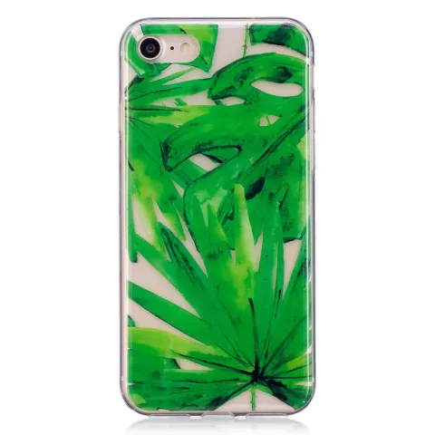 Coque TPU Feuilles Tropicales compatible avec iPhone 7 8 SE 2020 SE 2022 - Vert Transparent